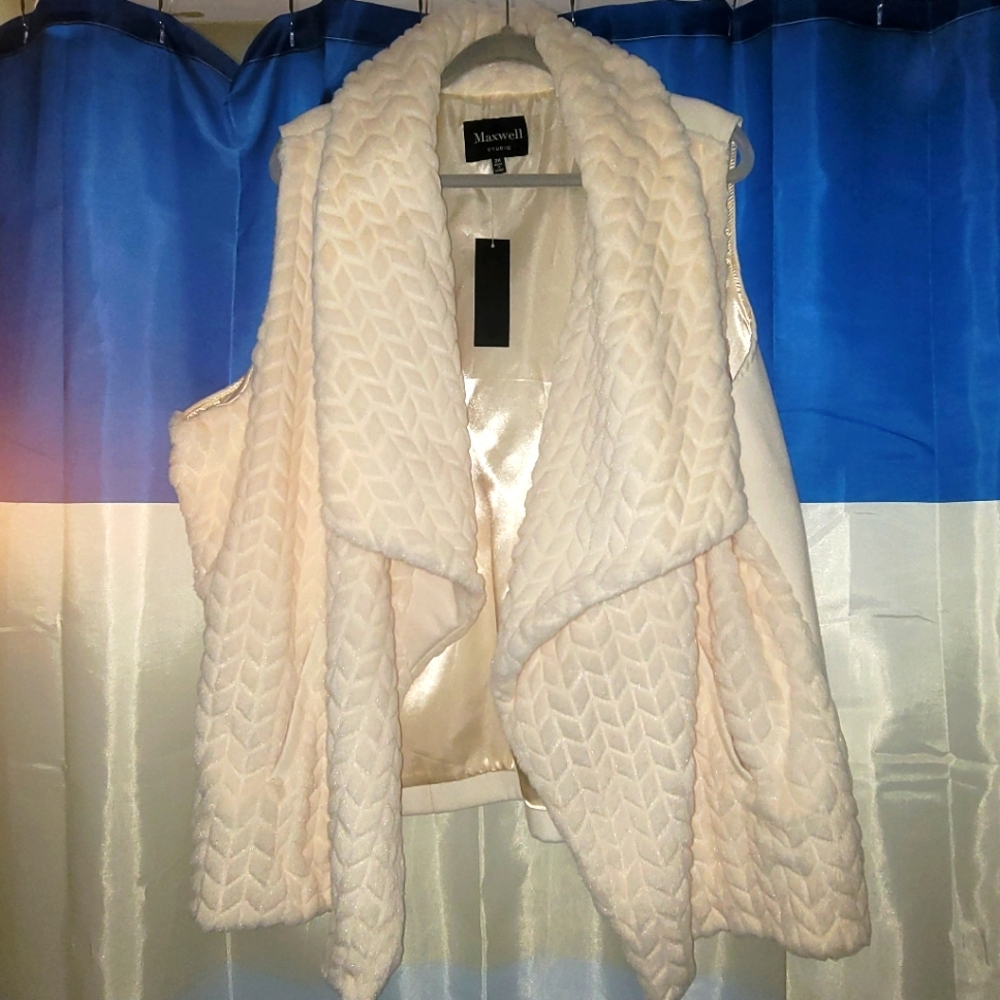 Maxwell Studio Faux Fur Womens Plus Vest